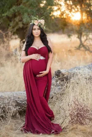 Maternity Dresses Sweet Heart Chiffon Cloak Maxi Gown