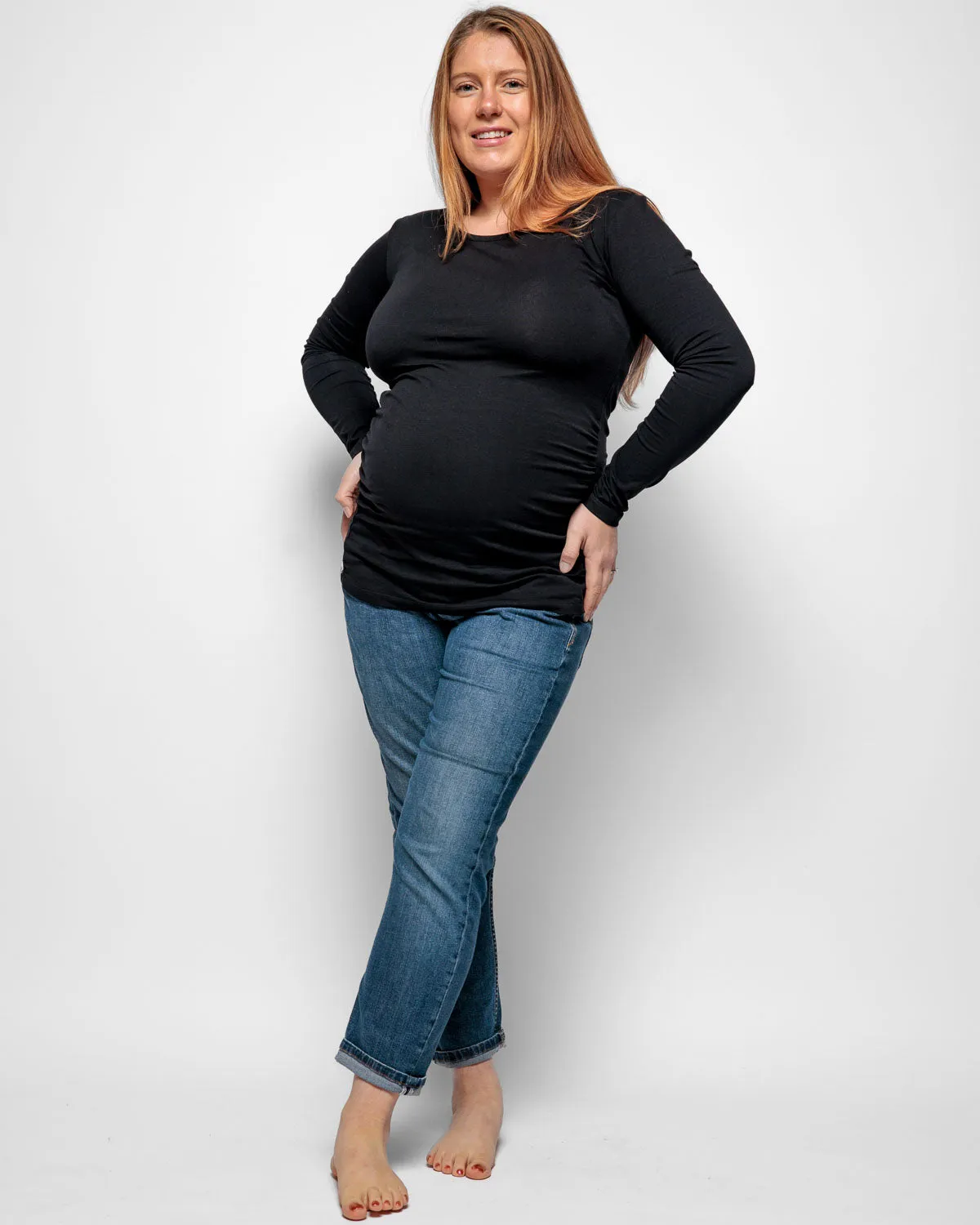 MATERNITY LONG SLEEVE TOP IN BLACK