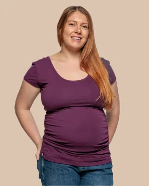 MATERNITY SHORT SLEEVE TSHIRT IN PLUM