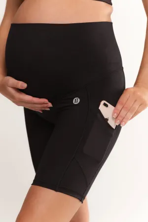 Maternity Support Bike Short with Pockets - Black
