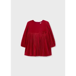 Mayoral Pleated Velvet Dress - Red