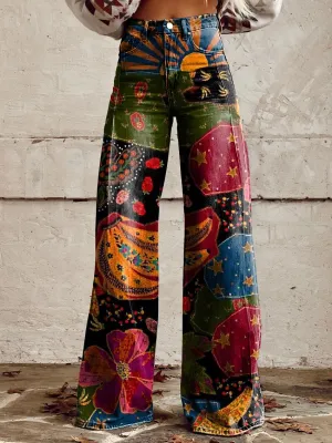 Megara® | Bohemian Dreamscape Wide Leg Trousers
