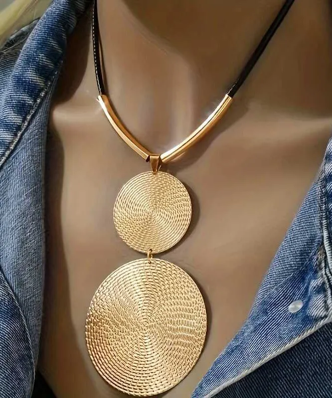Metal Pendant Silk Bohemian Asymmetrical Necklace
