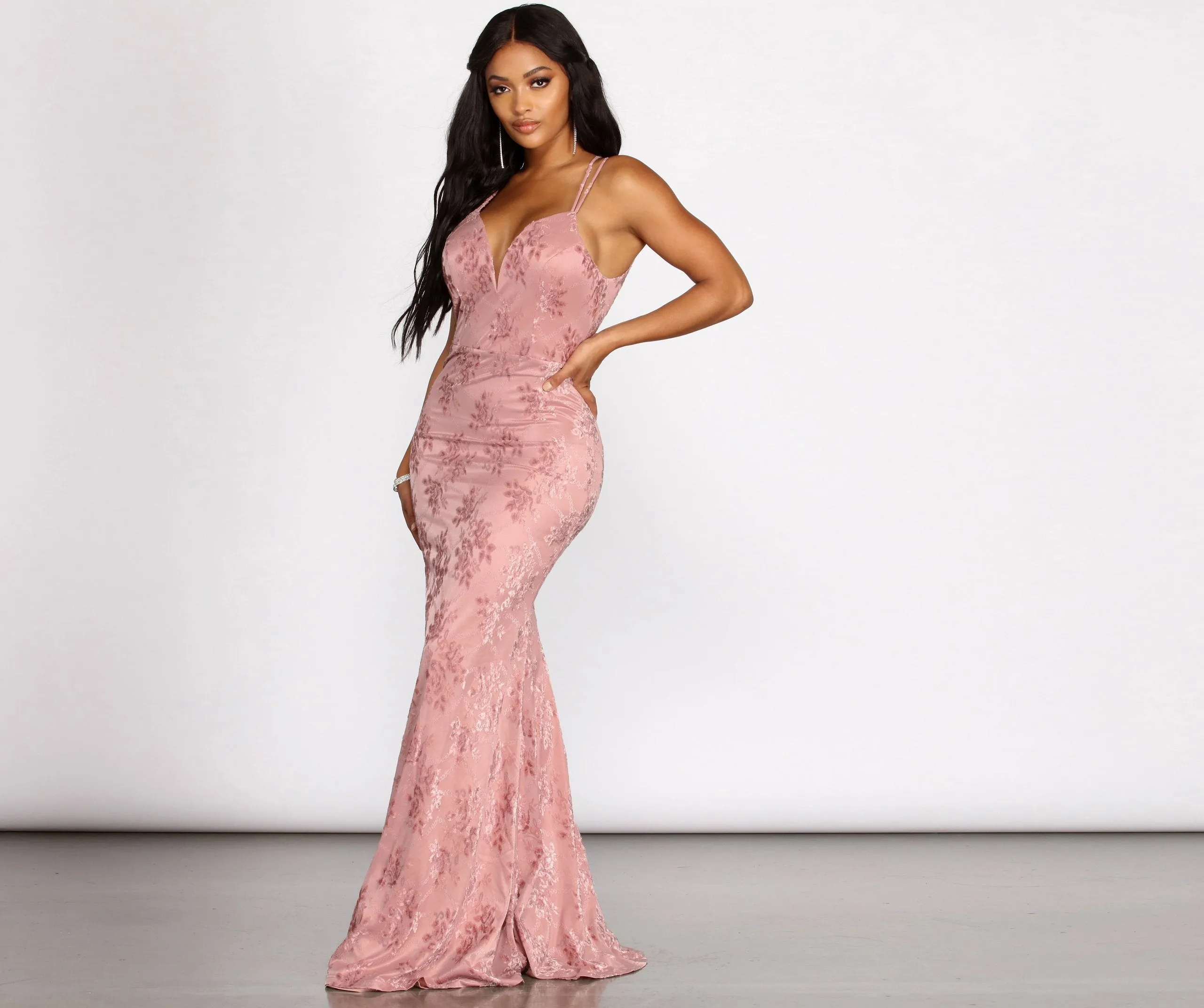 Mia Formal Stylish Velvet Burnout Dress