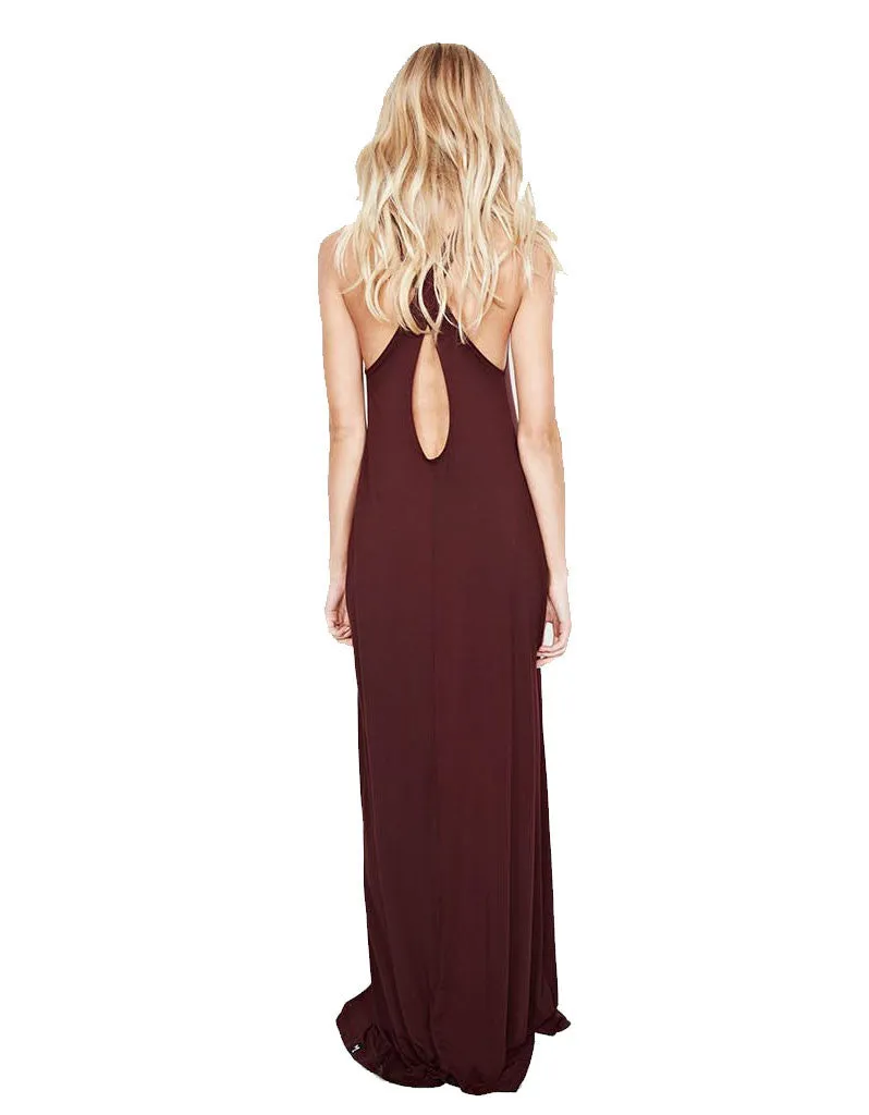 Michael Lauren Grady Circle Open Back Tank Dress in Black and Spruce Blue