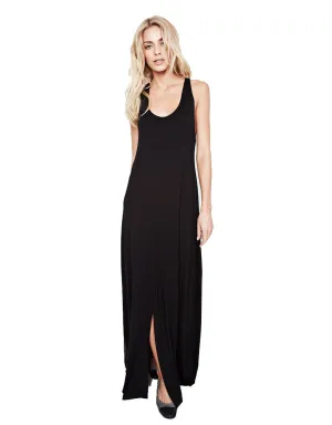 Michael Lauren Grady Circle Open Back Tank Dress in Black and Spruce Blue