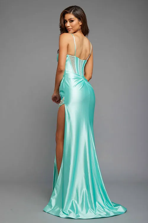 Mint Fitted Ballgown W/Glossy Look