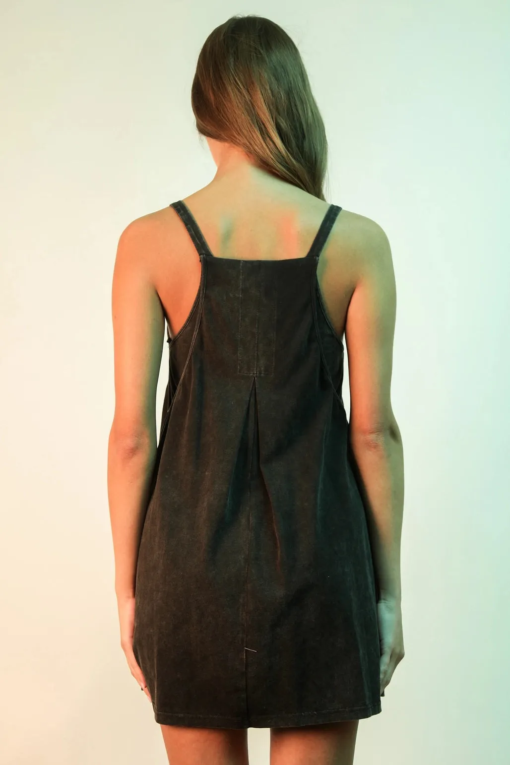 Miss Independent Mineral Washed Mini Dress in Black