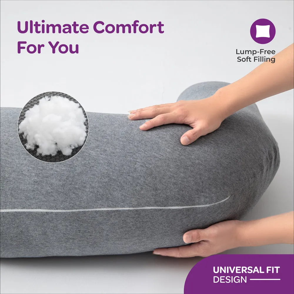 Moon -  Organic L Shaped Maternity Pillow - Grey