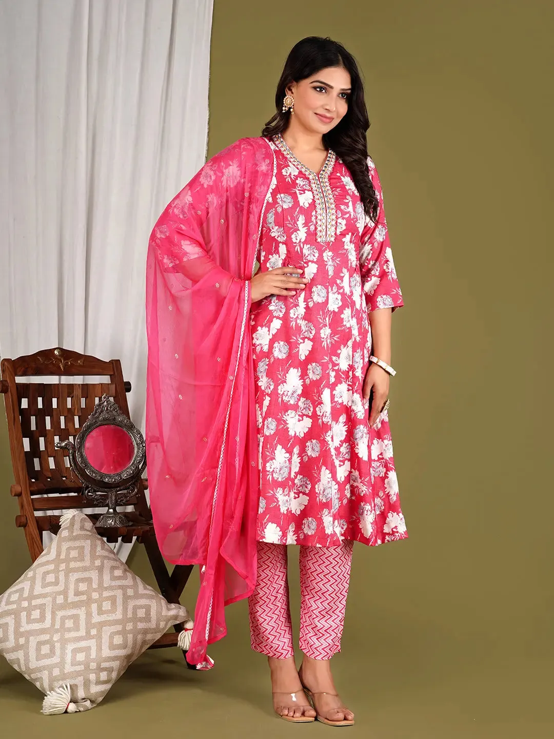 Mumzhug Soft Viscose Rayon Maternity & Nursing Anarkali Suit Set