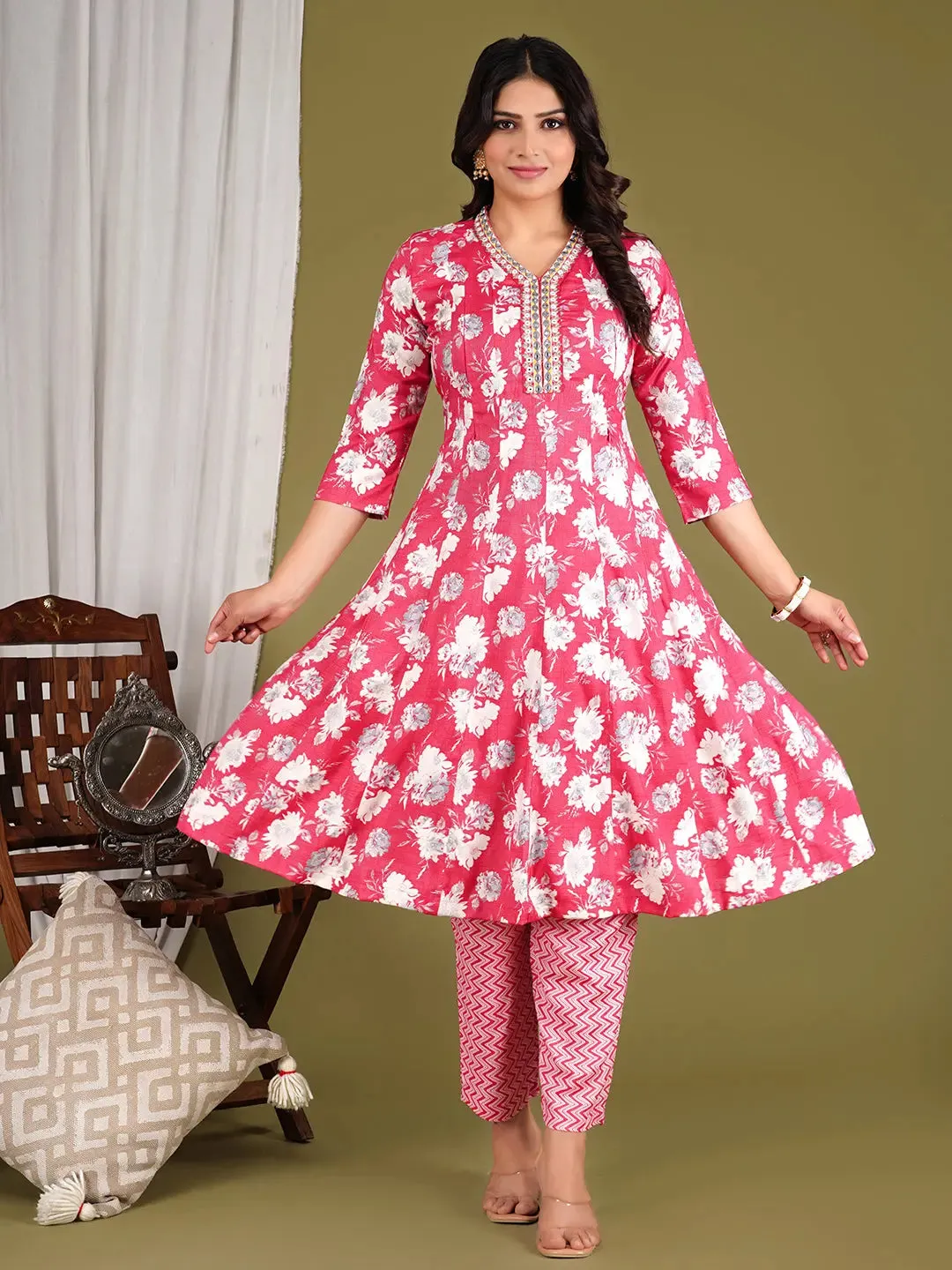 Mumzhug Soft Viscose Rayon Maternity & Nursing Anarkali Suit Set