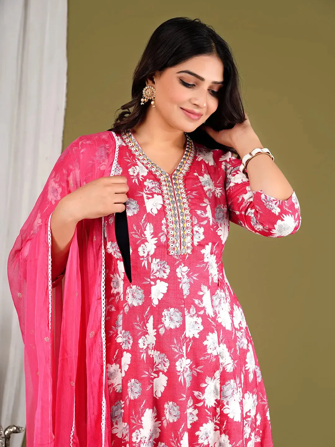 Mumzhug Soft Viscose Rayon Maternity & Nursing Anarkali Suit Set