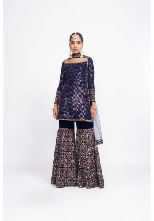 Navy Blue Kurta Sharara Set