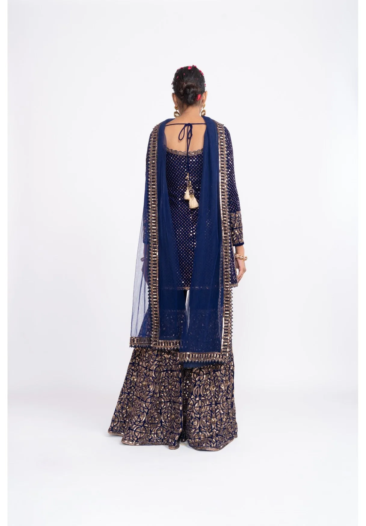 Navy Blue Kurta Sharara Set