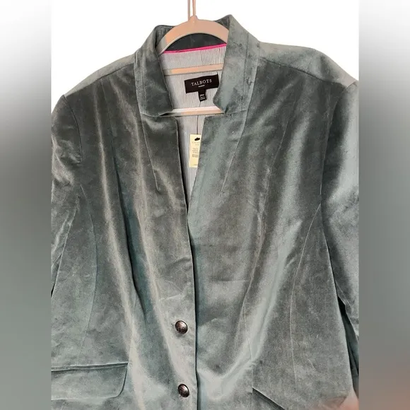 NWT TALBOTS VELVET GREEN/BLUE STUNNING BLAZER FORMAL PLUS SIZE WOMENS 24W