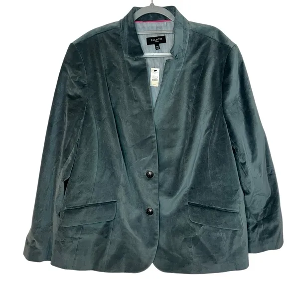 NWT TALBOTS VELVET GREEN/BLUE STUNNING BLAZER FORMAL PLUS SIZE WOMENS 24W