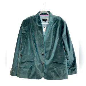 NWT TALBOTS VELVET GREEN/BLUE STUNNING BLAZER FORMAL PLUS SIZE WOMENS 24W