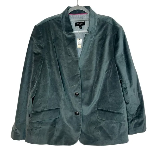 NWT TALBOTS VELVET GREEN/BLUE STUNNING BLAZER FORMAL PLUS SIZE WOMENS 24W