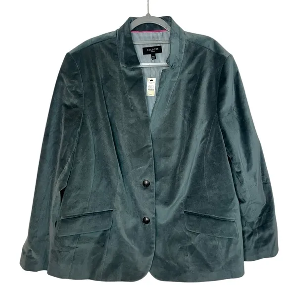 NWT TALBOTS VELVET GREEN/BLUE STUNNING BLAZER FORMAL PLUS SIZE WOMENS 24W
