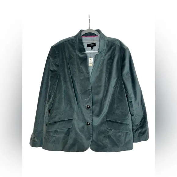 NWT TALBOTS VELVET GREEN/BLUE STUNNING BLAZER FORMAL PLUS SIZE WOMENS 24W