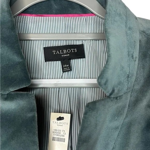 NWT TALBOTS VELVET GREEN/BLUE STUNNING BLAZER FORMAL PLUS SIZE WOMENS 24W