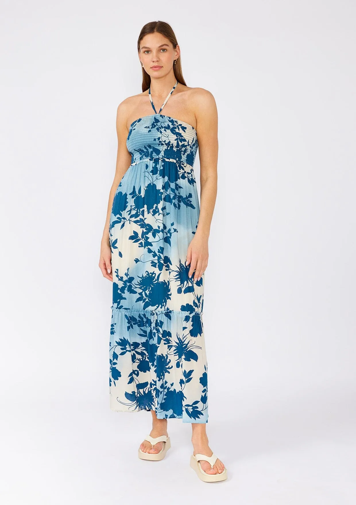 Ocean Eyes Halter Maxi Dress