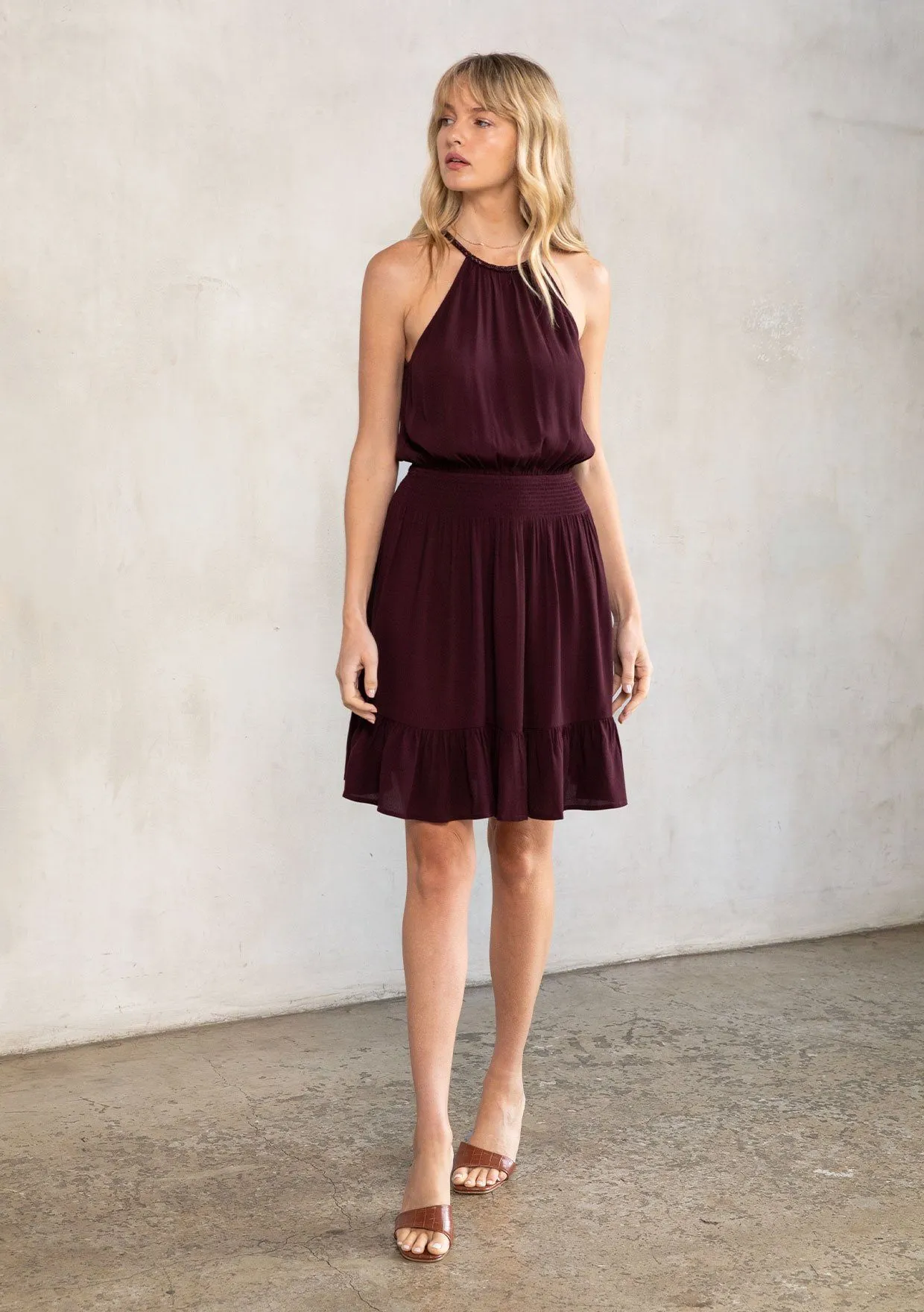 Odessa Beaded Halter Mini Dress