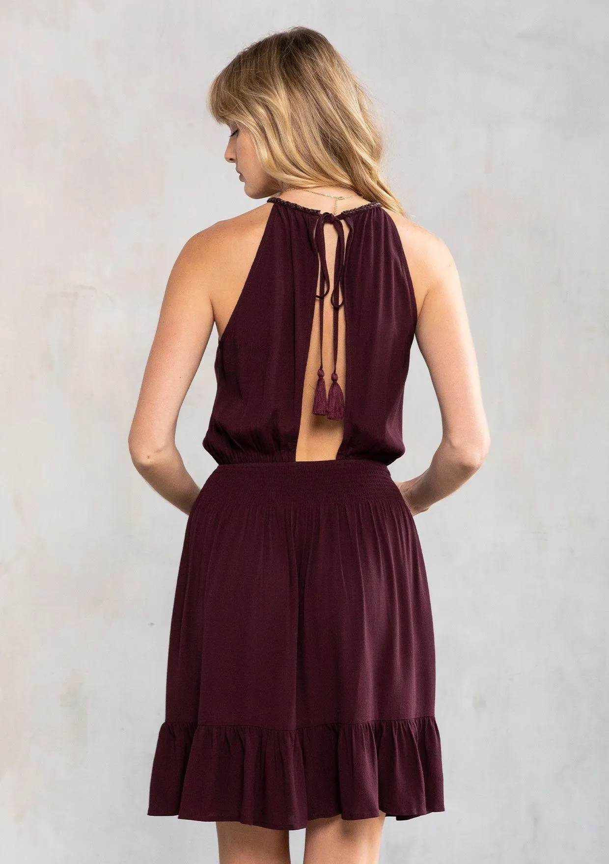 Odessa Beaded Halter Mini Dress