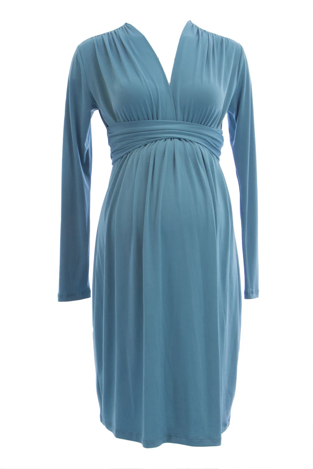OLIAN Maternity Women's Surplice Neck Long Sleeve A-Line Dress $148 NEW