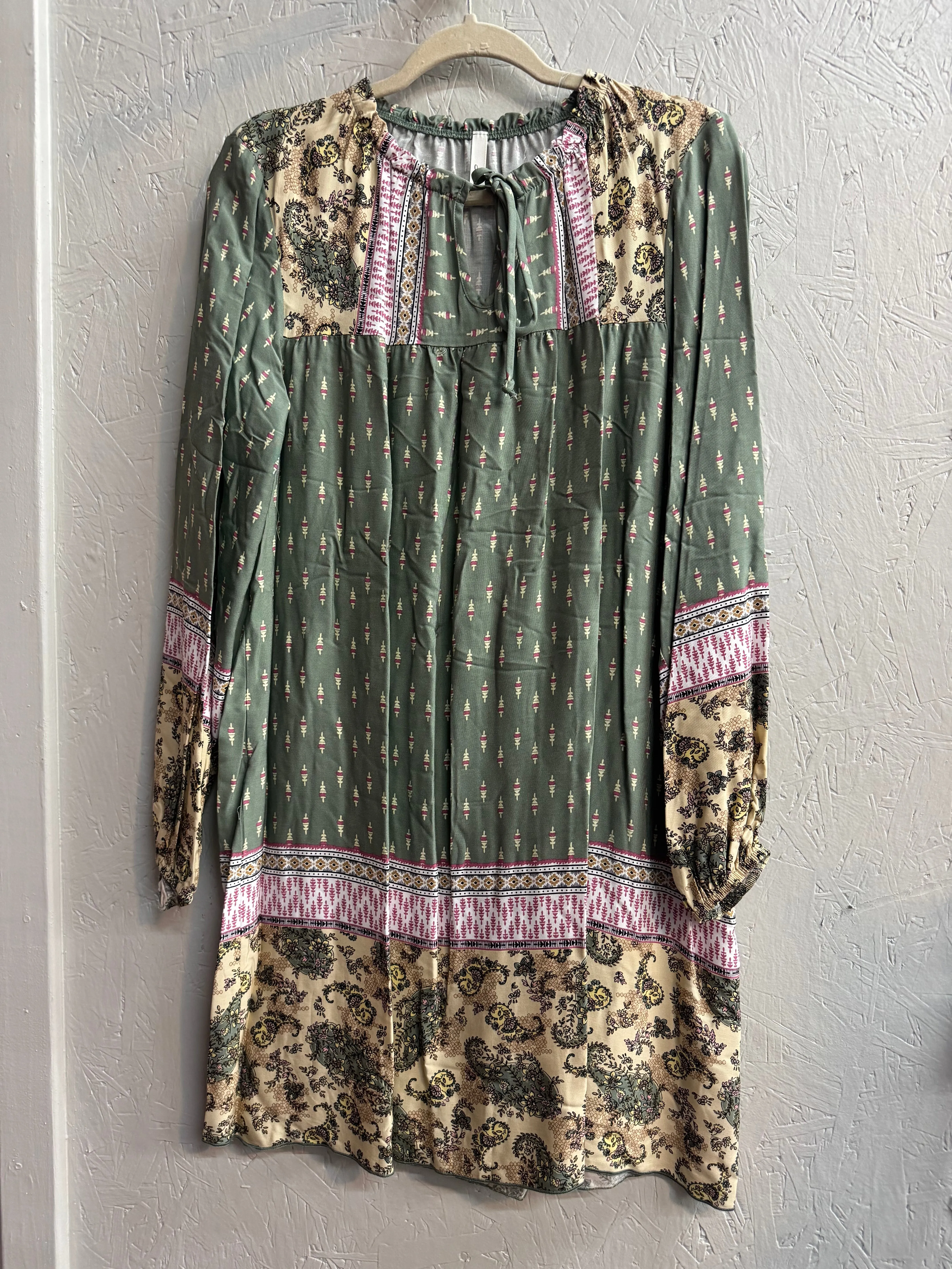 Olive Bohemian Style Dress