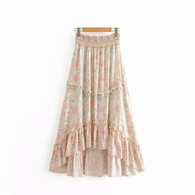 OLIVIA Ruffle Bohemian Maxi Skirt