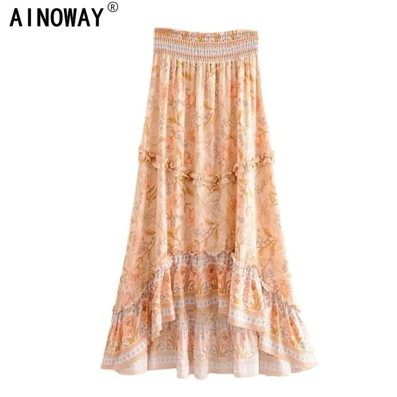 OLIVIA Ruffle Bohemian Maxi Skirt