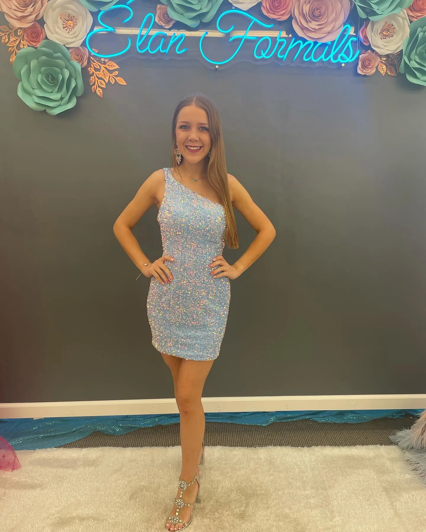 One-Shoulder Mini Cocktail NYE Dress Velvet Sequins Lady Formal Event Party Gown Sexy Club Night Graduation Hoco Gala