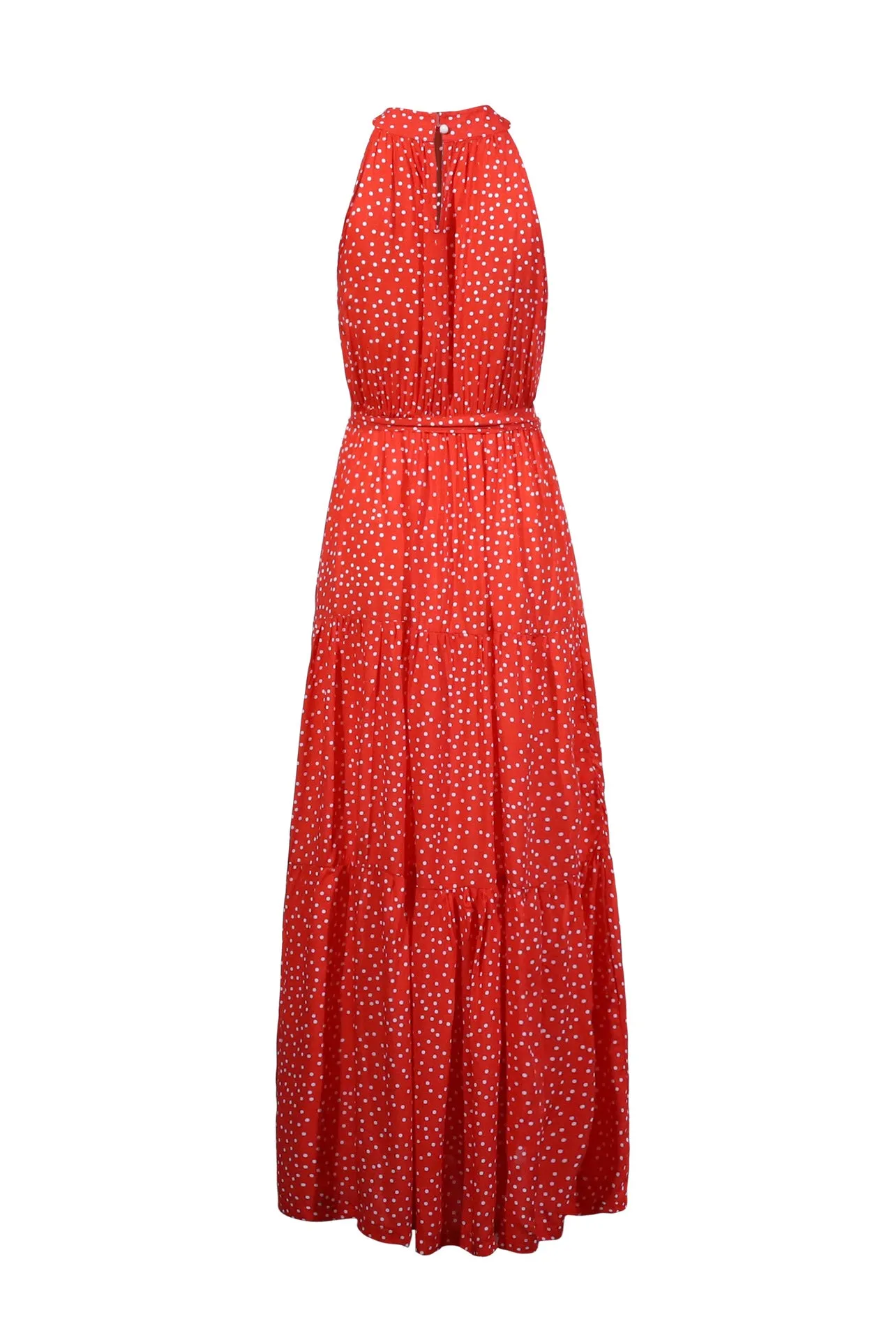 Orange Wave Bohemian Boho Printed Hanging Neck Straps Maxi Dresses