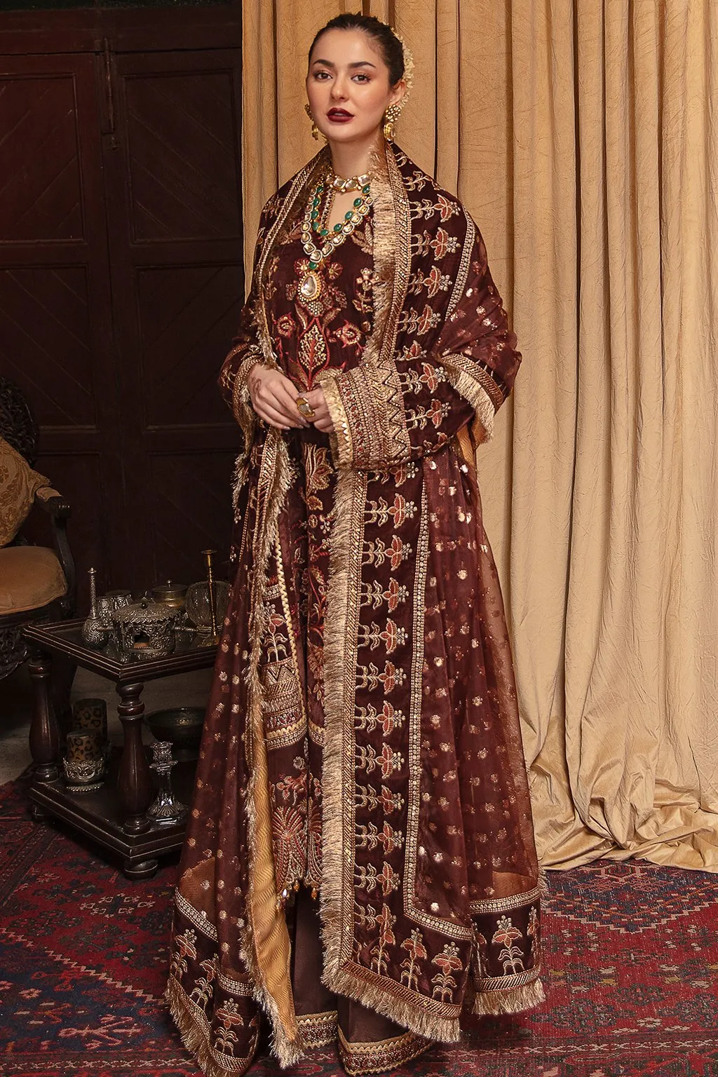 Party Wear Pakistani Dress in Dark Brown Shade #PF300