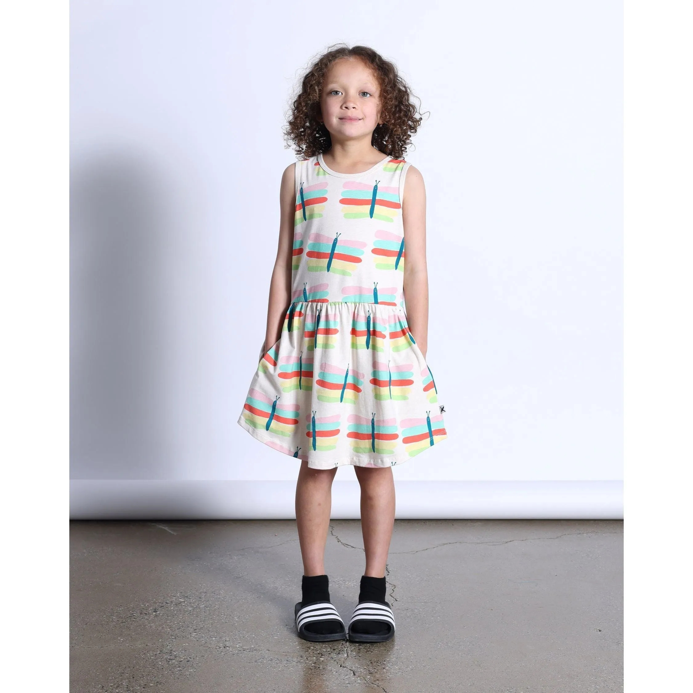 Pastel Butterflies Dress- Oatmeal Marle