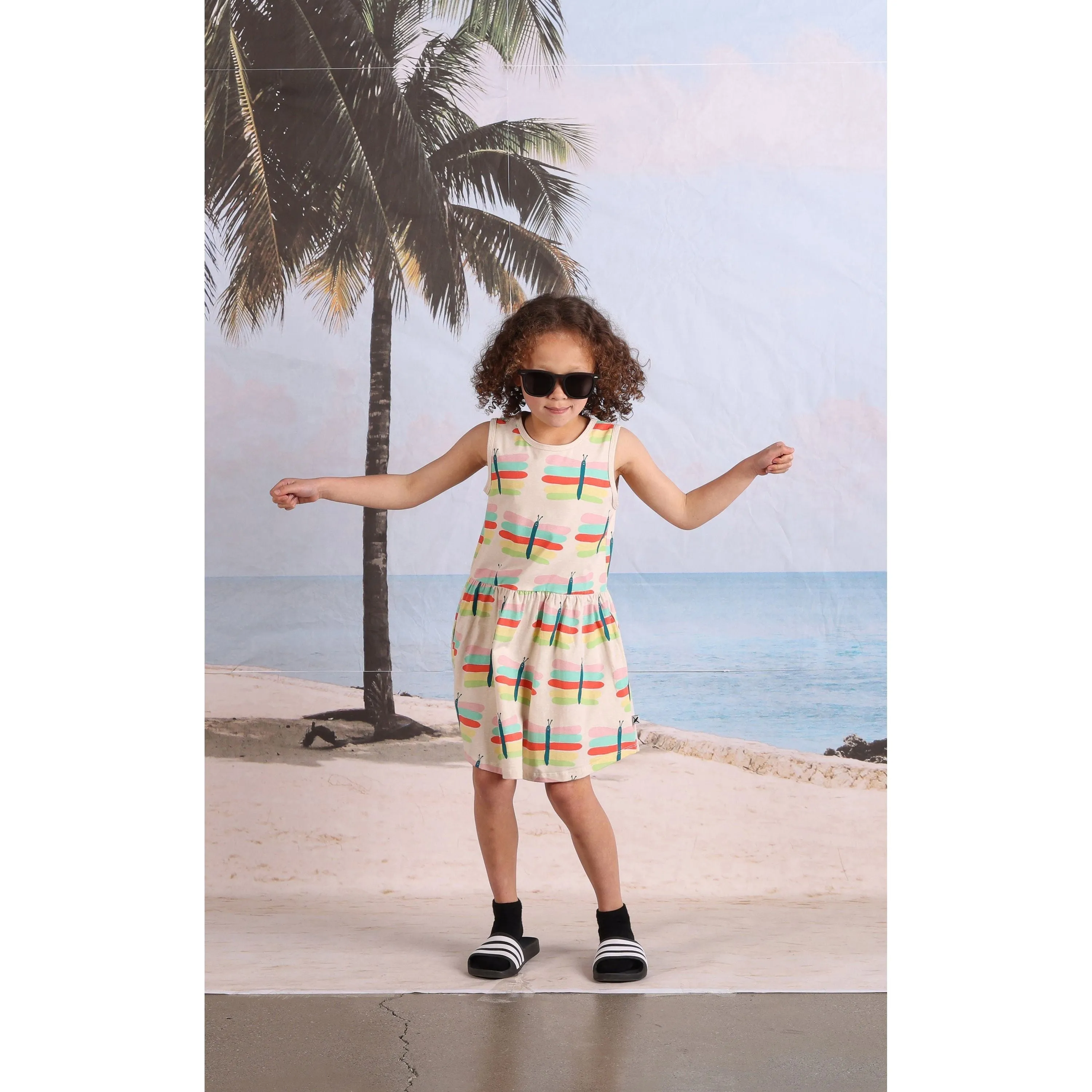 Pastel Butterflies Dress- Oatmeal Marle