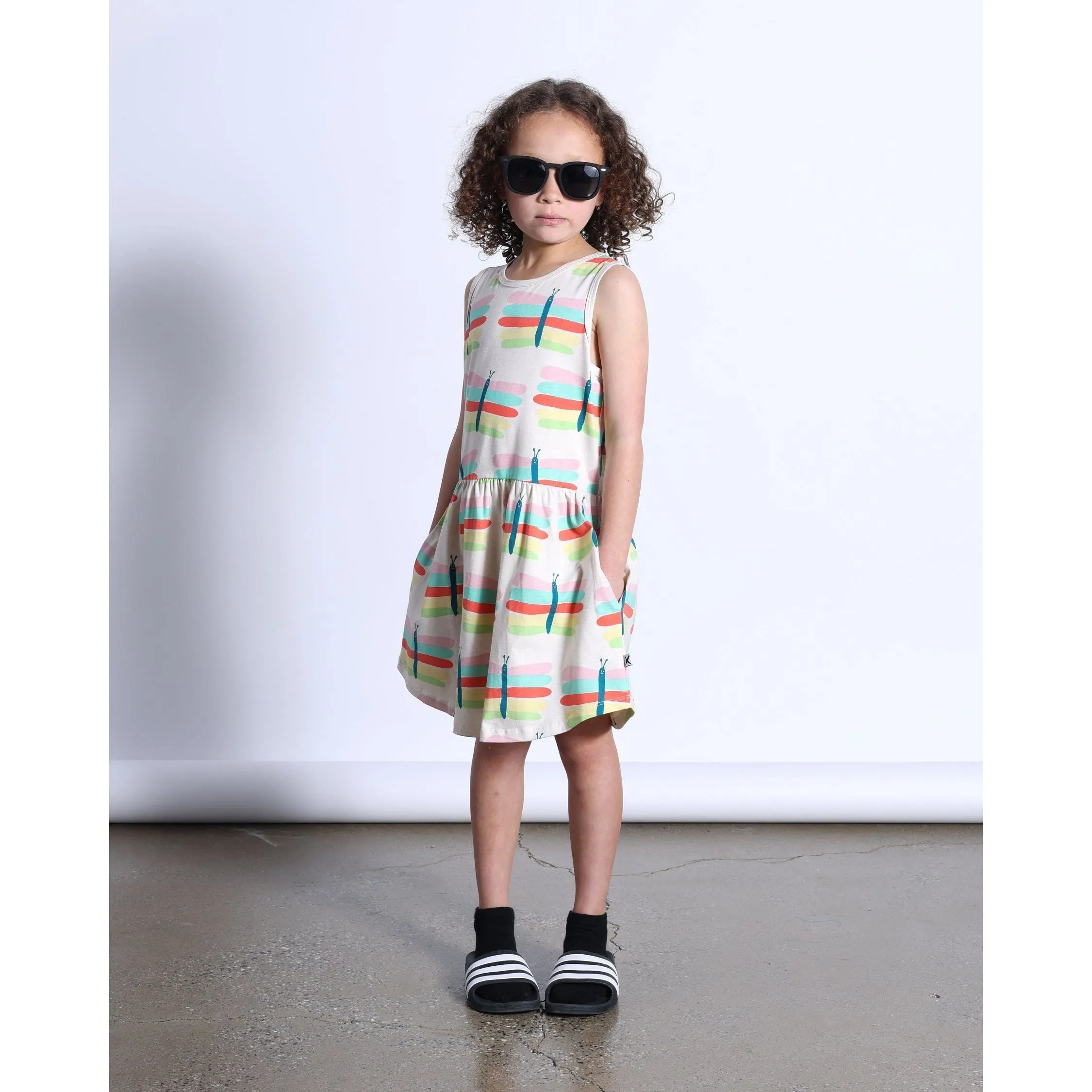 Pastel Butterflies Dress- Oatmeal Marle
