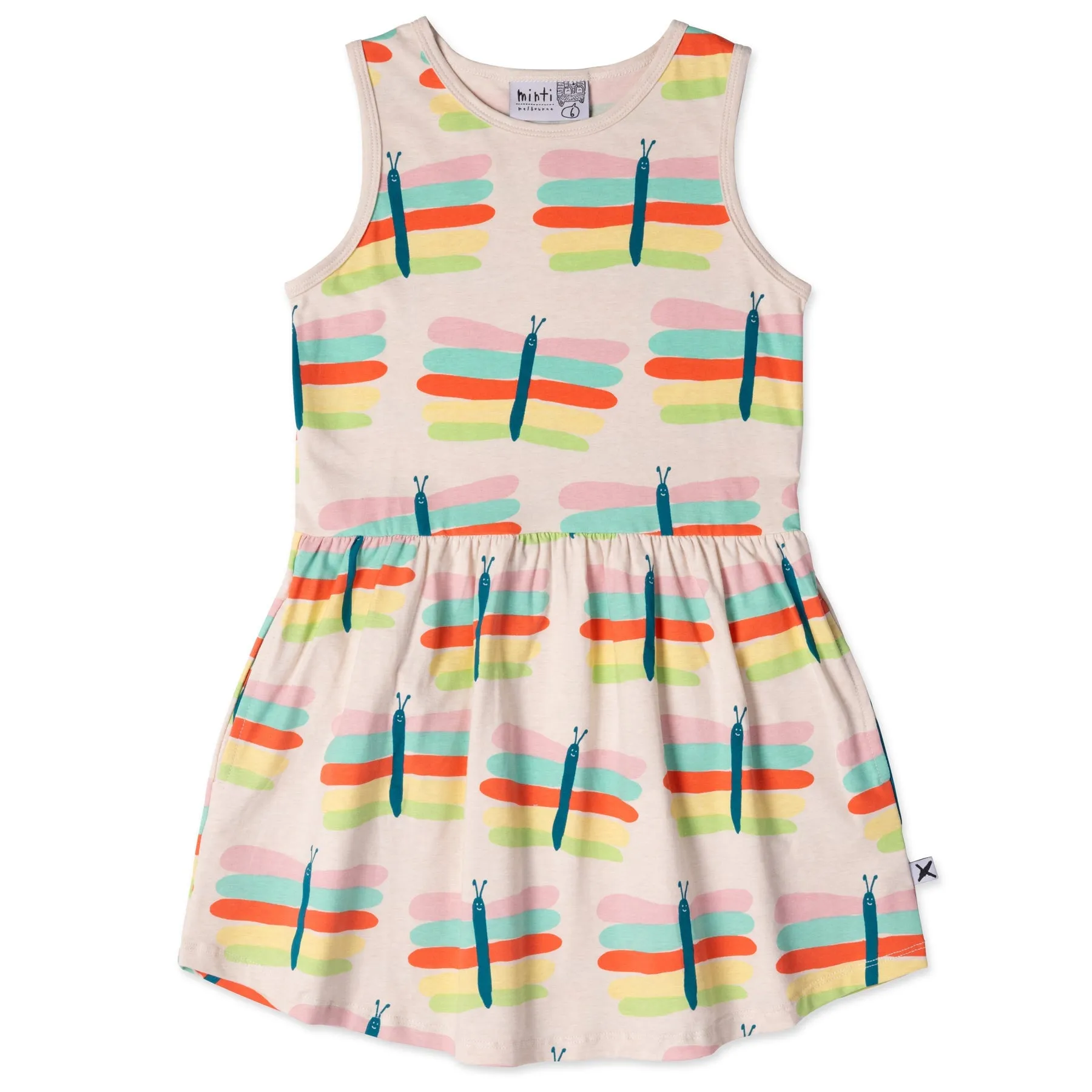 Pastel Butterflies Dress- Oatmeal Marle