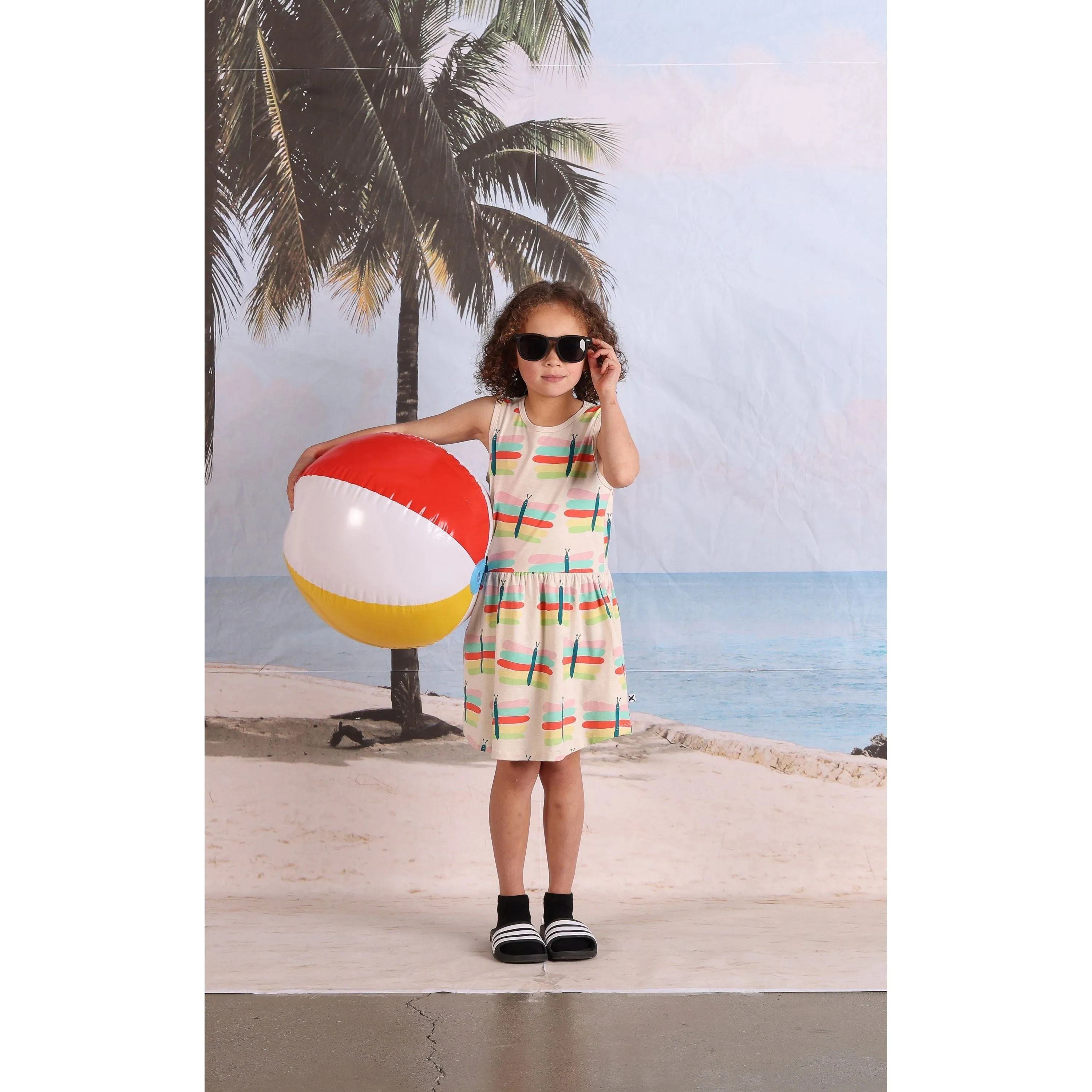 Pastel Butterflies Dress- Oatmeal Marle