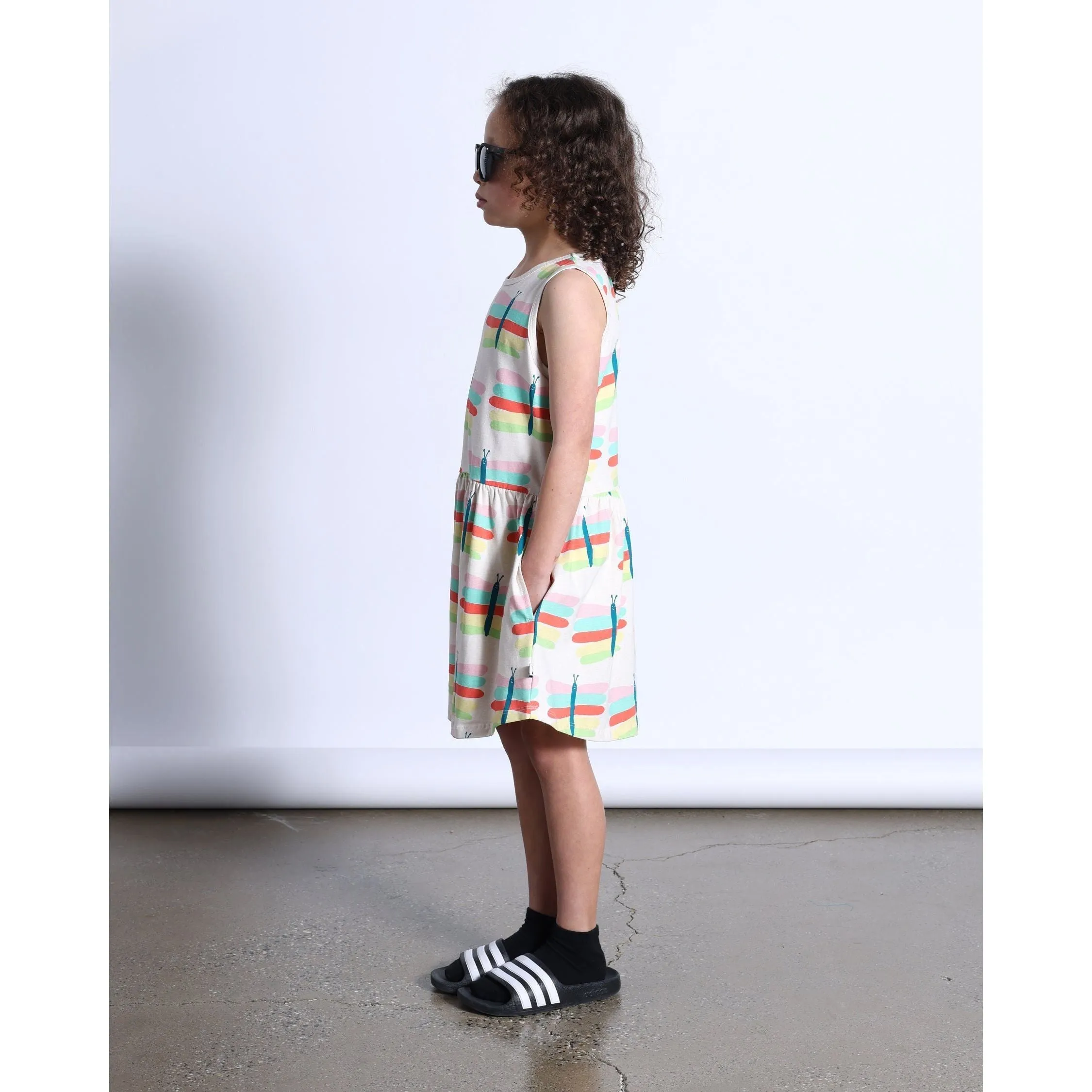 Pastel Butterflies Dress- Oatmeal Marle