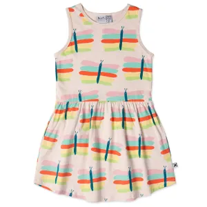 Pastel Butterflies Dress- Oatmeal Marle