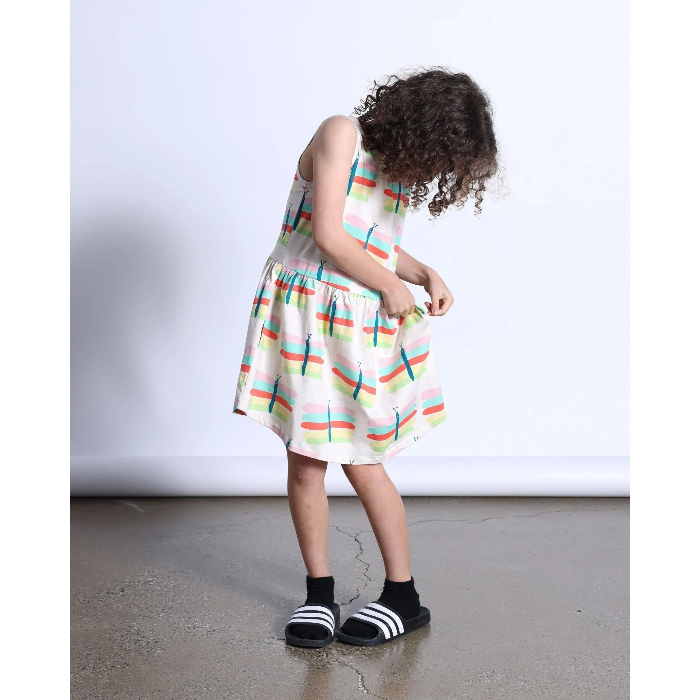 Pastel Butterflies Dress- Oatmeal Marle