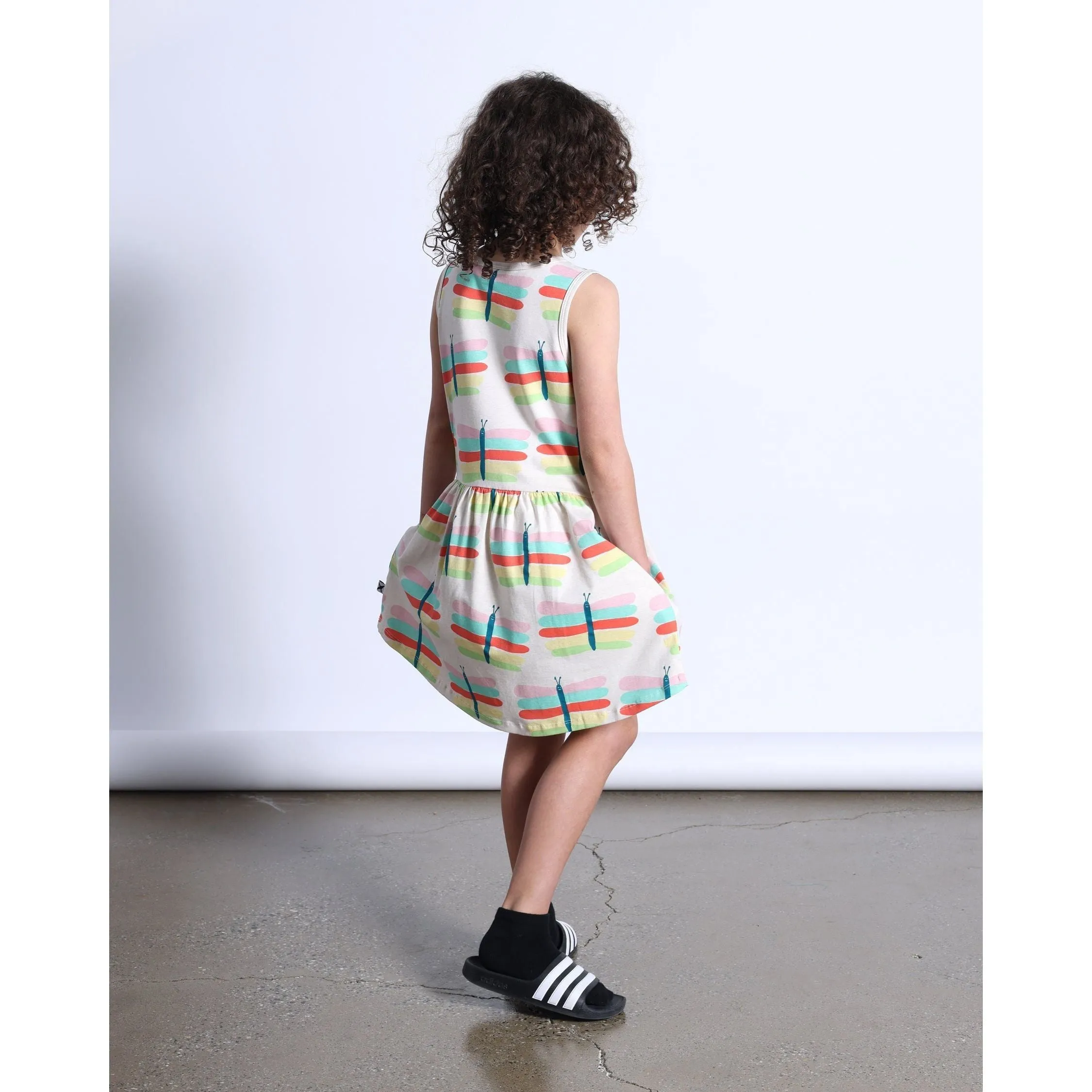 Pastel Butterflies Dress- Oatmeal Marle