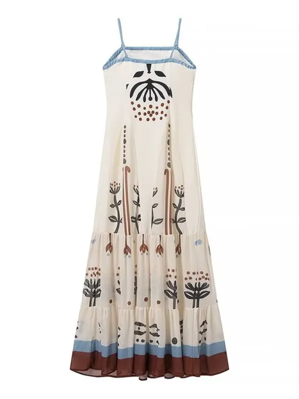 Patchwork Maxi Dress with Floral Geometric Design