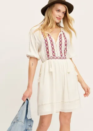 Penny Lane Embroidered Boho Mini Dress