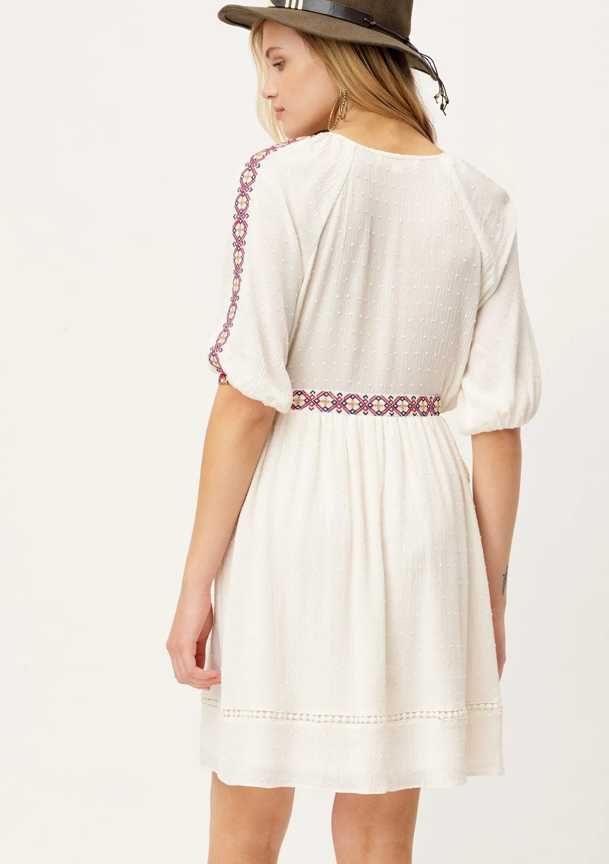 Penny Lane Embroidered Boho Mini Dress