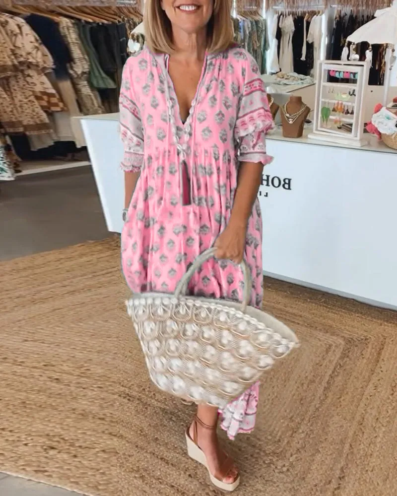 Peyton – Long Lantern Sleeve Bohemian Dress