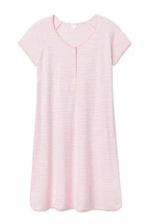 Pima Maternity Nightgown in English Rose Stripe