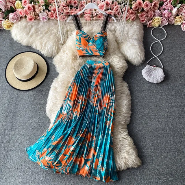 Pleated Long Skirt Suit Spring Summer